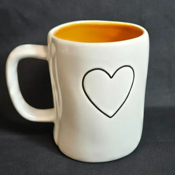 Rae Dunn PUMPKIN SPICE Heart Coffee Mug Orange Inside Thanksgiving Farmhouse - Picture 3 of 8